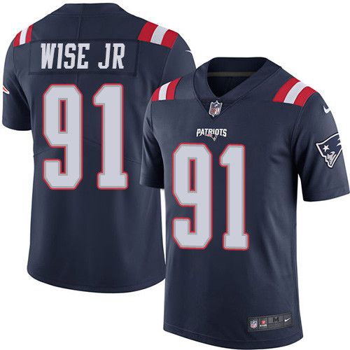 Men New England Patriots #91 Deatrich Wise jr Nike Navy Vapor Limited NFL Jersey